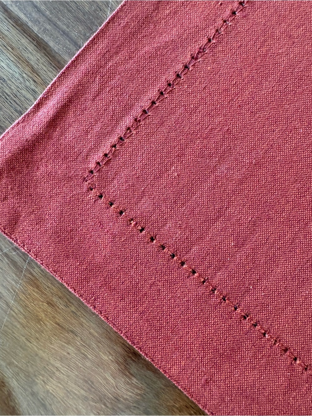 Hand-stitched burnt orange Linen Placemat